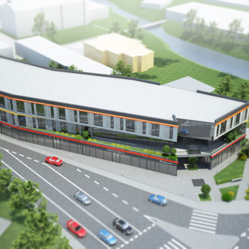 Projekt koncepcyjny budynku handlowo-usługowo- biurowego w centrum Tomaszowa Mazowieckiego